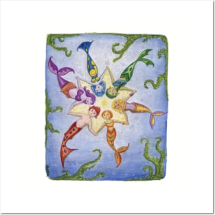 MerFolk Mermaids Rainbow Star Ring Posters and Art